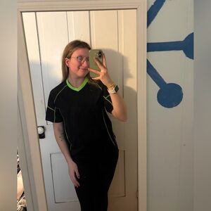 high five black and green black shirt